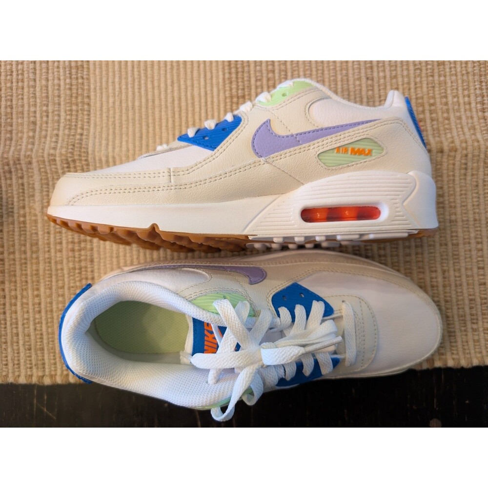 Nike Air Max 90 LTR GS CD6864-128 White/Purple Pulse/Phantom/Photo Blue 6.5Y W8 - Picture 8 of 12